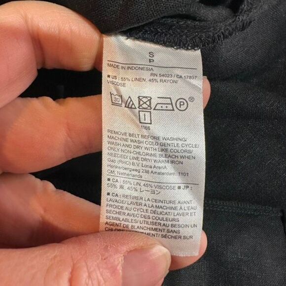 NWT Banana Republic Linen Tie Back Black Split Hem Blouse Small - Picture 4 of 15